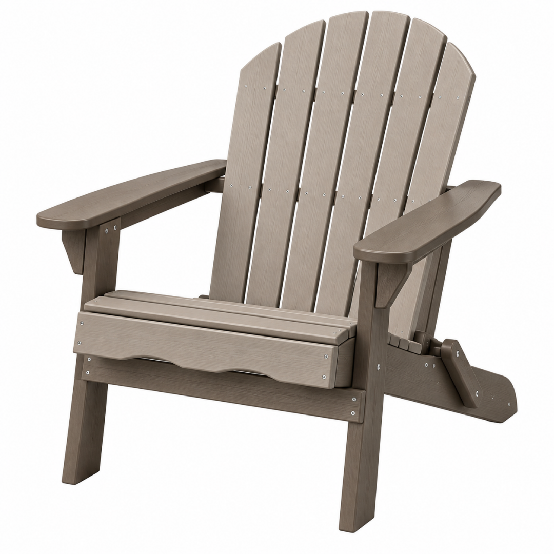 Adirondackstuhl 80 x 78 x 98 cm Kunststoff Taupe klappbar für den Außenbereich