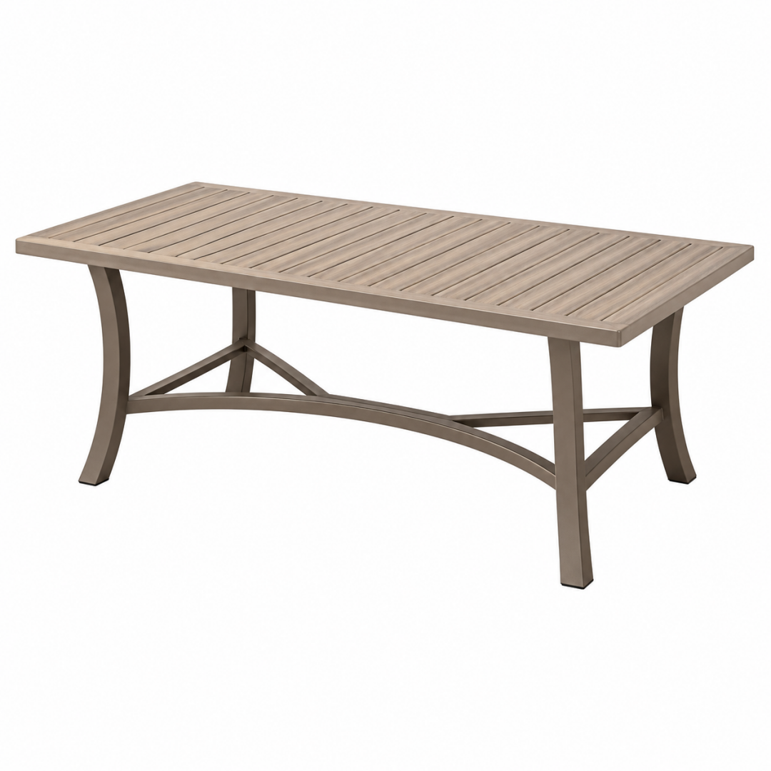 Gartentisch 200 x 100 x 75 cm Aluminium Taupe rechteckig mit Lamellenplatte