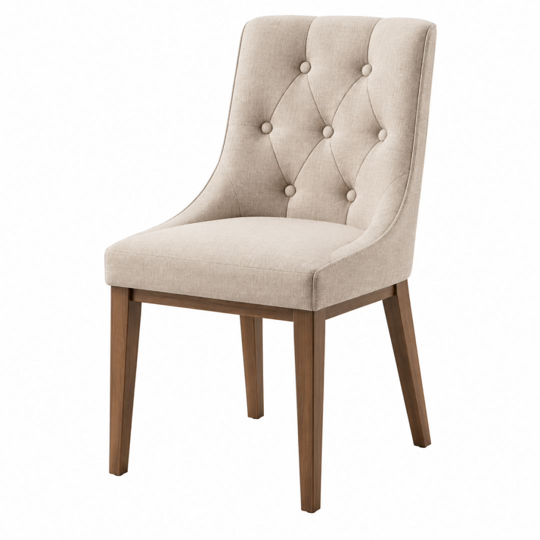 Esszimmerstuhl 50 x 62 x 98 cm Stoff Beige Holzgestell Chesterfield-Stil