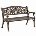 Gartenbank 120 x 60 x 90 cm Metall Bronze Schwarz Blumenornament klassisch