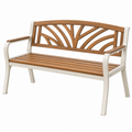Gartenbank 122 cm Holz Metall Braun Weiß mit Armlehnen