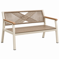 Gartenbank 122 x 65 x 82 cm aus Metall und Seilgeflecht Beige Braun für Terrasse im modernen Stil