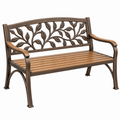 Gartenbank 122 x 62 x 88 cm Metall Bronze mit Blattmuster