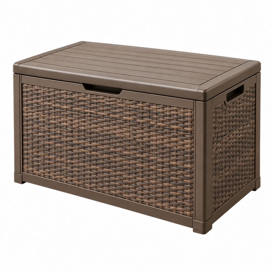 Aufbewahrungsbox 120 x 60 x 60 cm Kunststoff Braun Rattanoptik für Garten und Terrasse