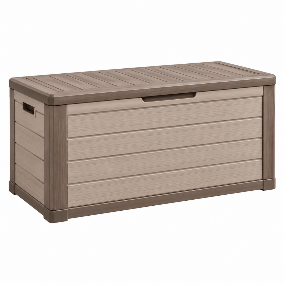 Garten-Aufbewahrungsbox 120 x 60 x 65 cm aus Kunststoff Braun wetterbeständig