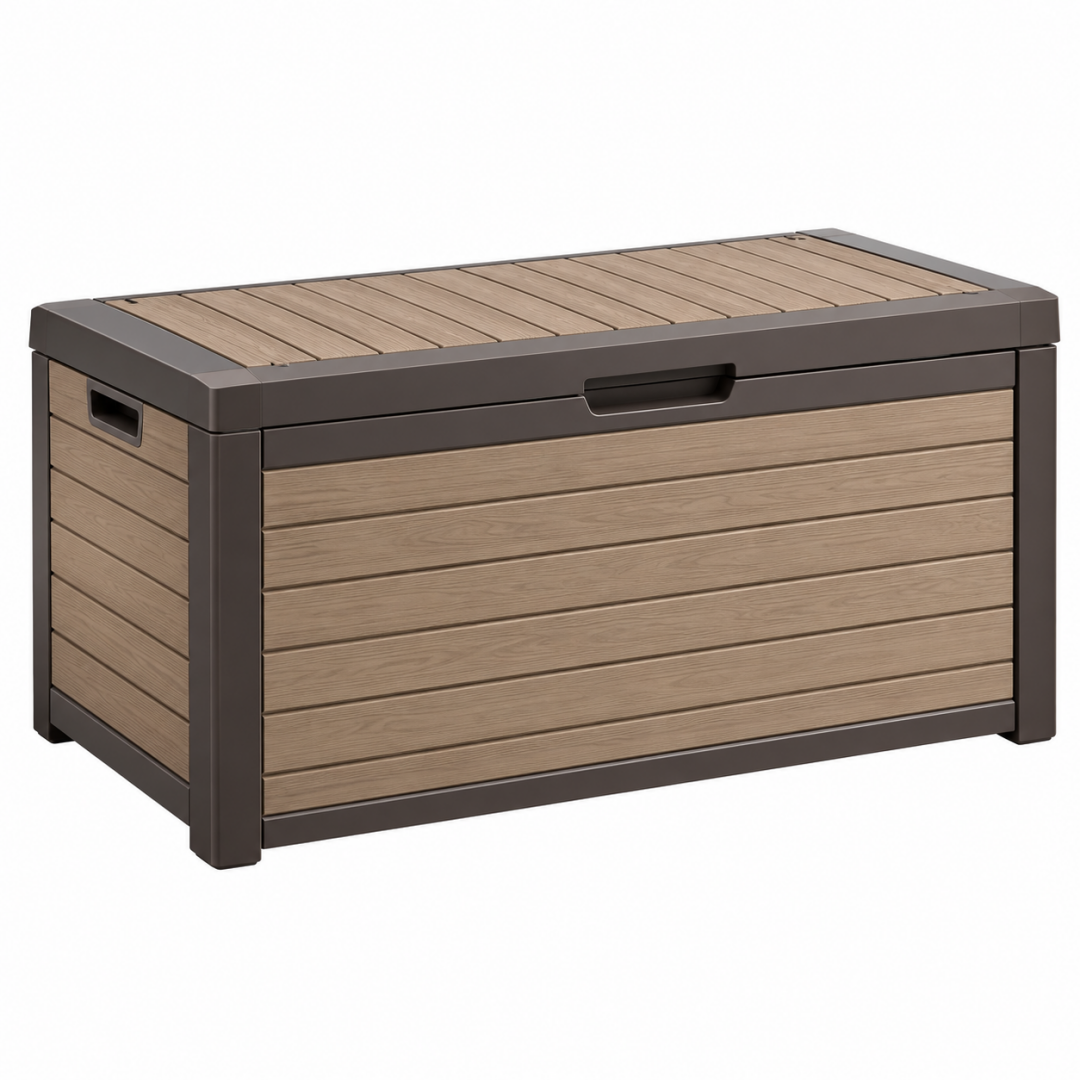 Aufbewahrungsbox 120 x 60 x 63 cm Kunststoff Braun Anthrazit für Garten wetterbeständig