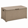 Aufbewahrungsbox 116 x 55 x 60 cm Kunststoff Taupe mit Deckel für Garten und Haushalt