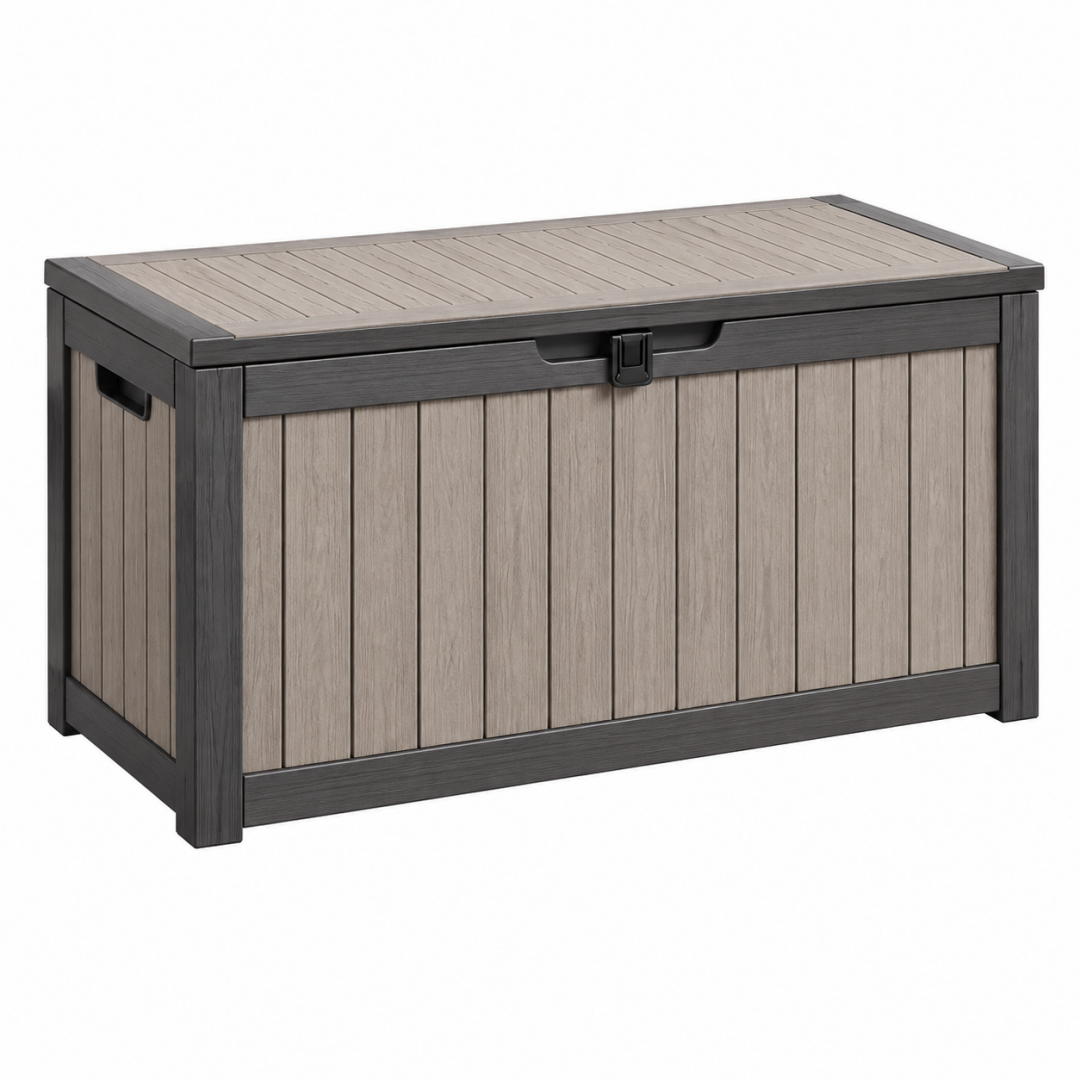 Garten-Aufbewahrungsbox 120 x 56 x 63 cm Kunststoff Grau/Anthrazit mit Klappdeckel